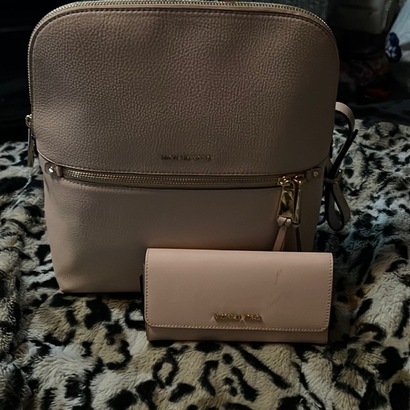 Blush pink small back pack new never used wit wallet